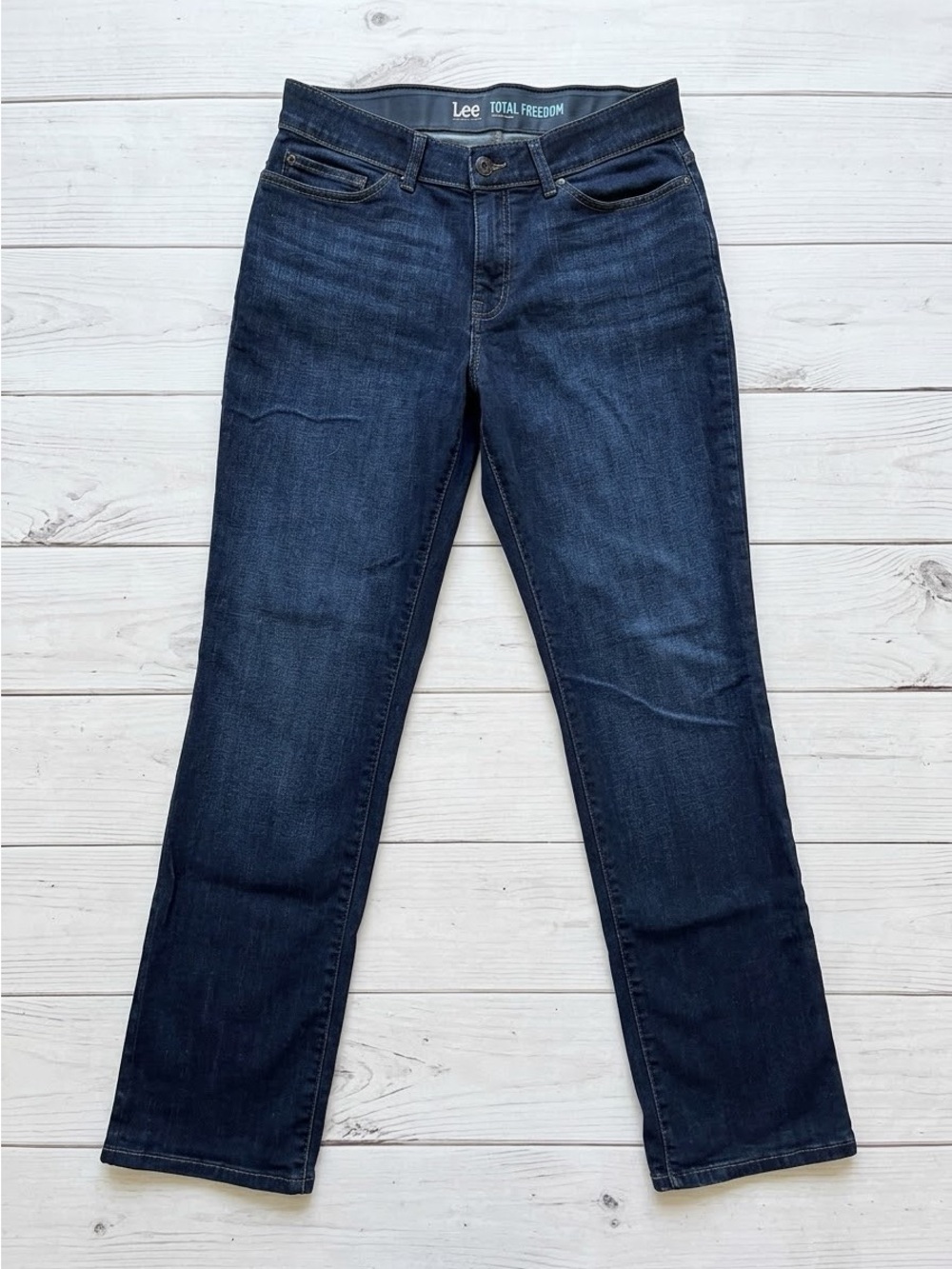 Lee Total Freedom Straight Leg Stretch Denim Jeans Dark Wash Size 10
